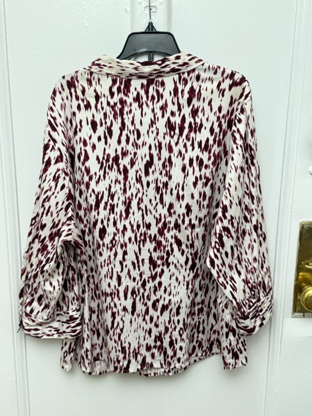Apt. 9 Patterned White & Maroon Button Down Blous… - image 2